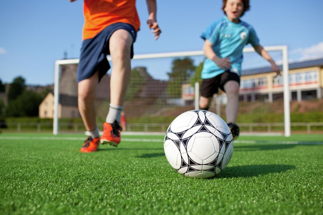 a football ball on grass